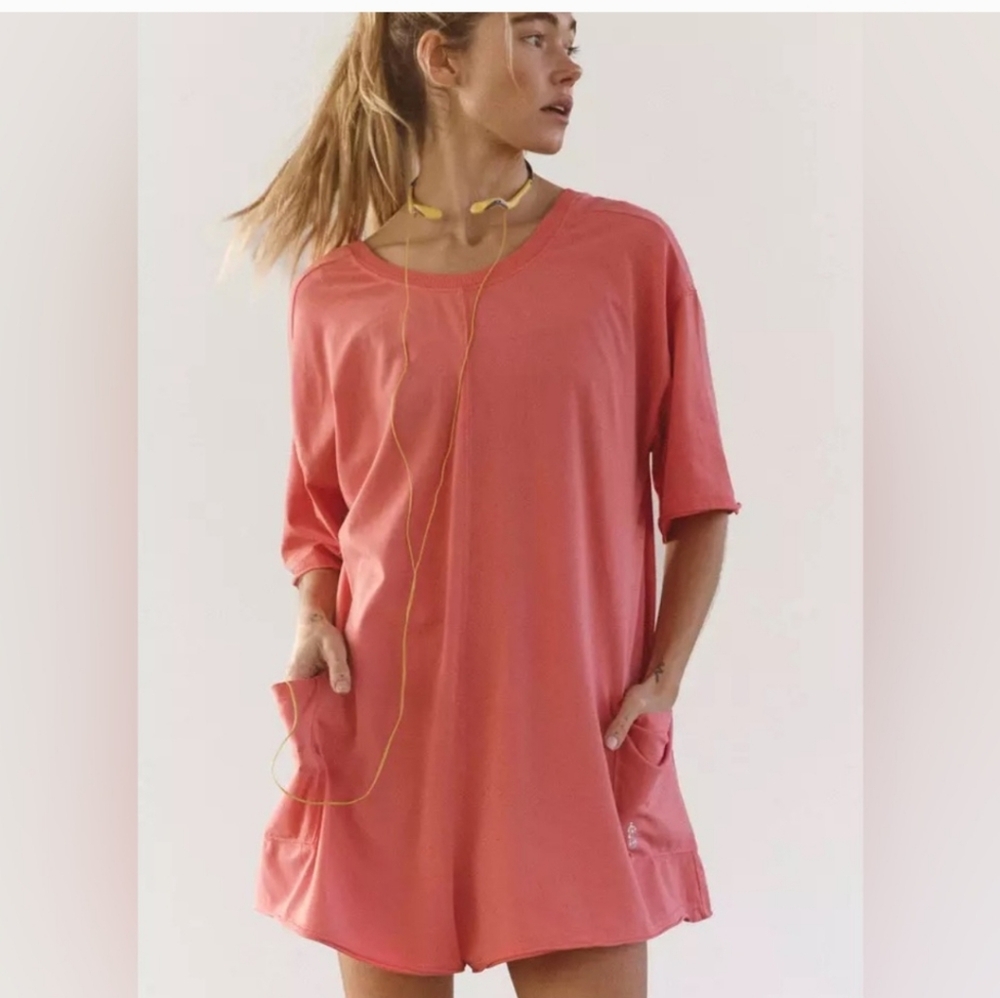 Fp Movement By Free People Hot Shot Tee Romper In Hibiscus